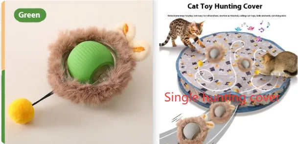 Self-moving silicone cat rolling ball toy in multiple colour options