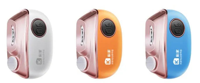 Blue electric nail clipper and automatic nail polish two-in-one tool with Type-C charging port.