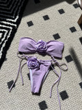 Women's adjustable tube top swimsuit in solid colours with drawstring strap