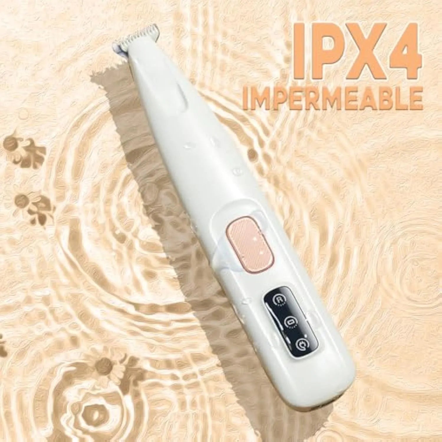 White rechargeable electric dog paw trimmer with LED light for pet grooming