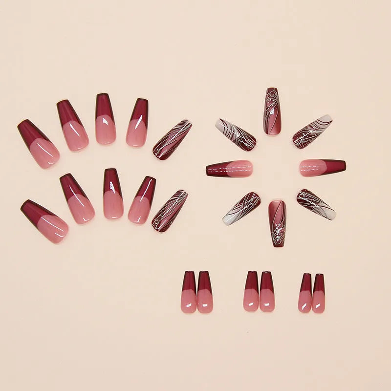 French line design fake nail stickers made from ABS plastic with included adhesive glue