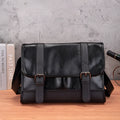 Black Korean-style men's commuter backpack with anti-theft function and PU construction