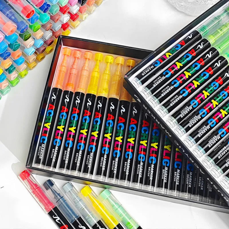 Set of acrylic marker pens with soft tips for art painting and graffiti work