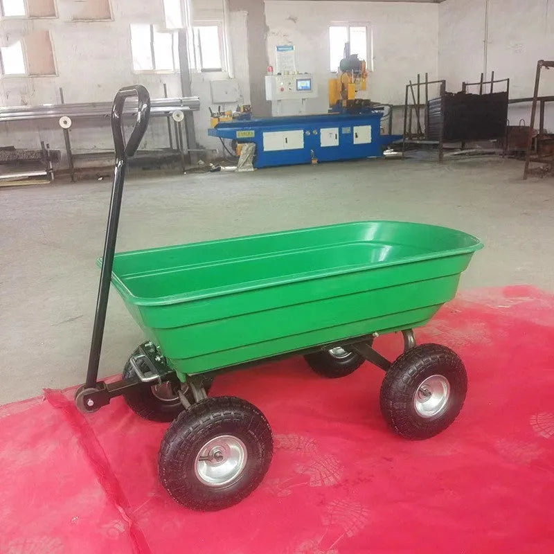 Green four-wheel plastic dump truck model TC2145 with steel PP construction and dump bed