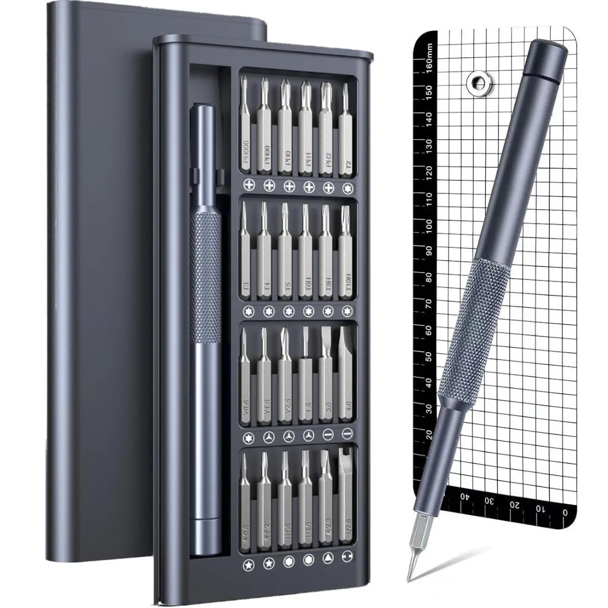 25-in-one magnetic screwdriver set with chrome vanadium steel bits and knurled ABS handle
