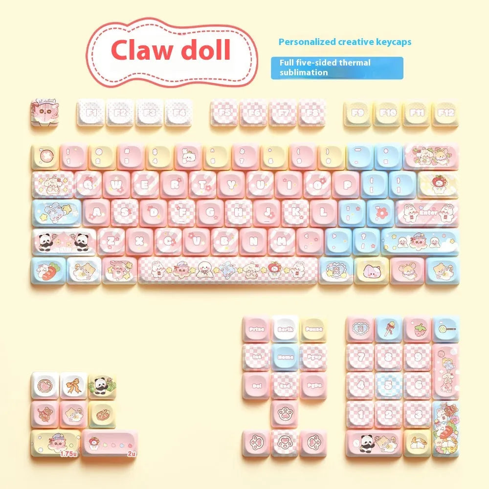 Clip Doll mechanical keyboard keycaps with sublimation printed cute designs for keyboard customisation