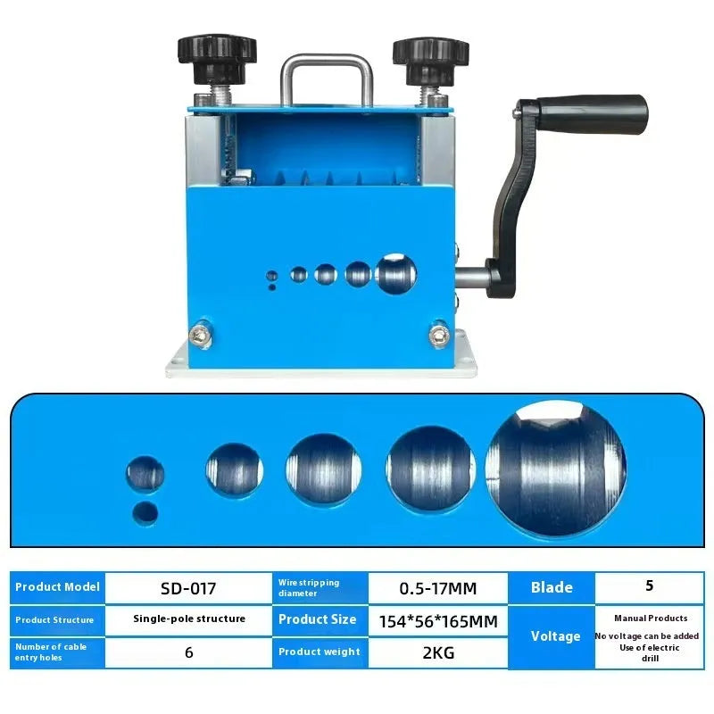 SD-017 manual wire stripping machine for household wires 0.5-17mm diameter