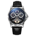Men's automatic business watch with steel case, available with steel bracelet or leather strap, luminous waterproof features