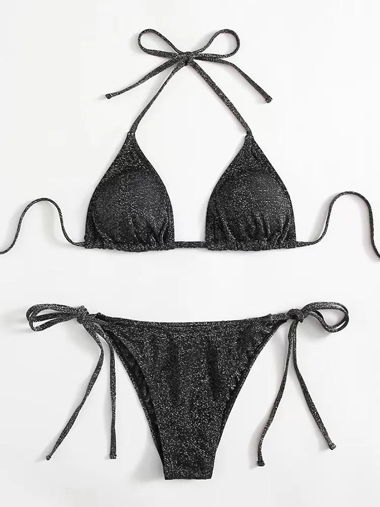 Women's fashion bikini split bandage swimsuit in polyester fabric