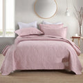 Pure cotton bed cover three-piece set in solid colours with embroidery detail for standard double beds