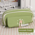 Large capacity Korean-style canvas pencil case for girls in green, holding multiple pens.