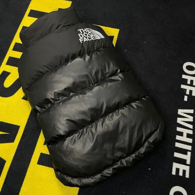 Black dogface down vest for dogs, thick warm autumn winter pet clothing, sizes S-XXL