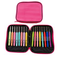 Complete set of 16 crochet hooks with thick and thin handles in a PU storage bag