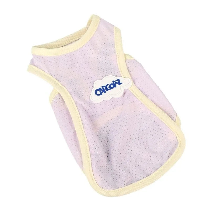 Lightweight polyester cat vest in grass green colour showing sports-style design for summer pet wear