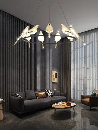 Modern black aluminium alloy chandelier with adjustable height on a ceiling.