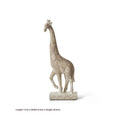 Wood colour synthetic resin giraffe ornament in European style on a shelf.