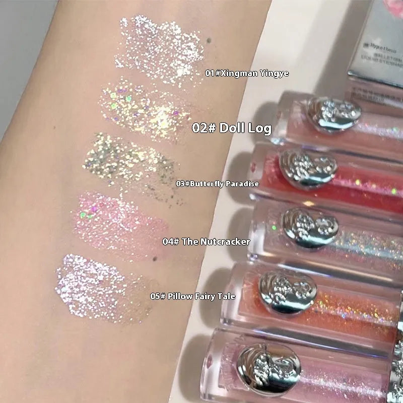 Ballet Liquid Eye Shadow collection showing five colour options including Sakura Field and Pillow Fairy Tale shades