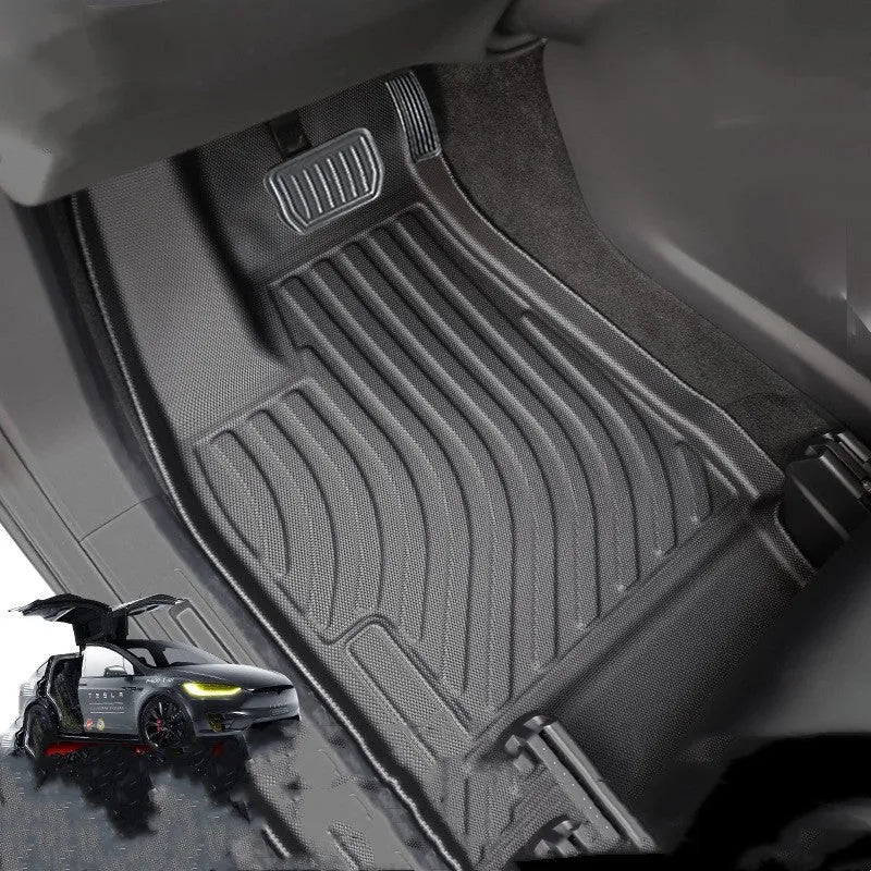 TPE waterproof floor mats and boot liner for Tesla Model X interior protection