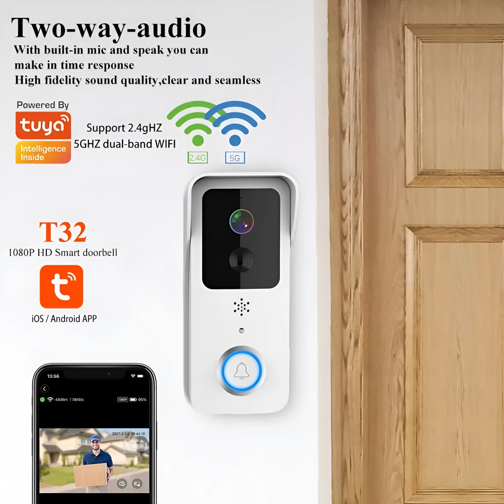 Smart home waterproof visual doorbell with HD camera and remote intercom functionality