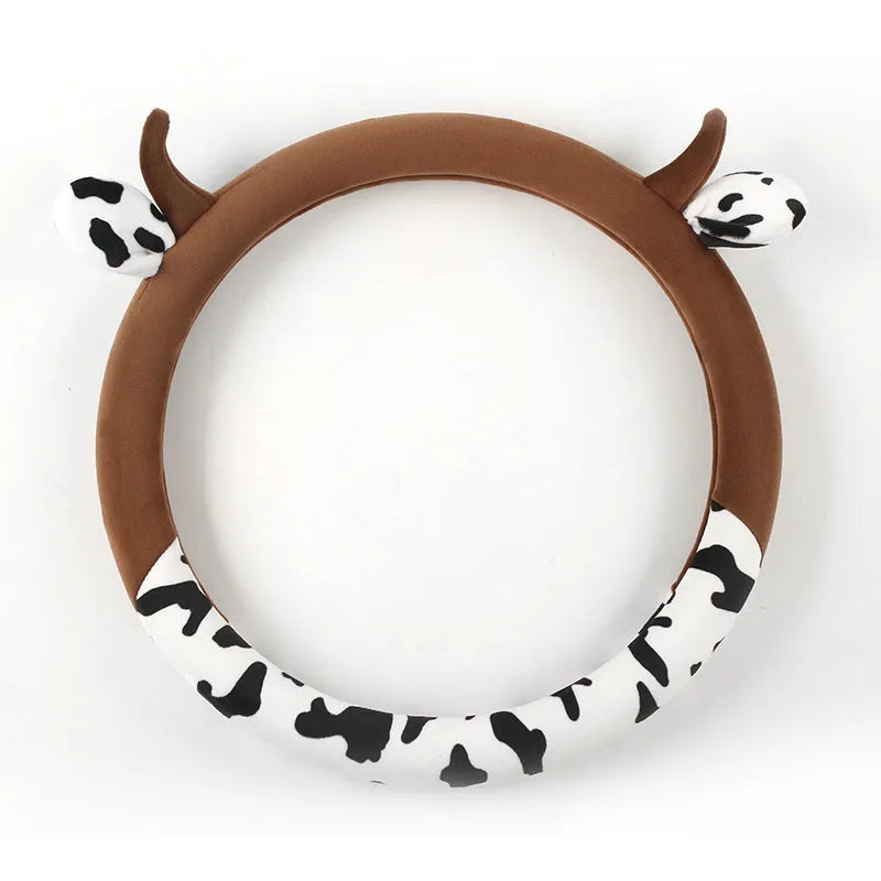 Plush steering wheel cover in black or coffee colours fitting 38cm diameter steering wheels