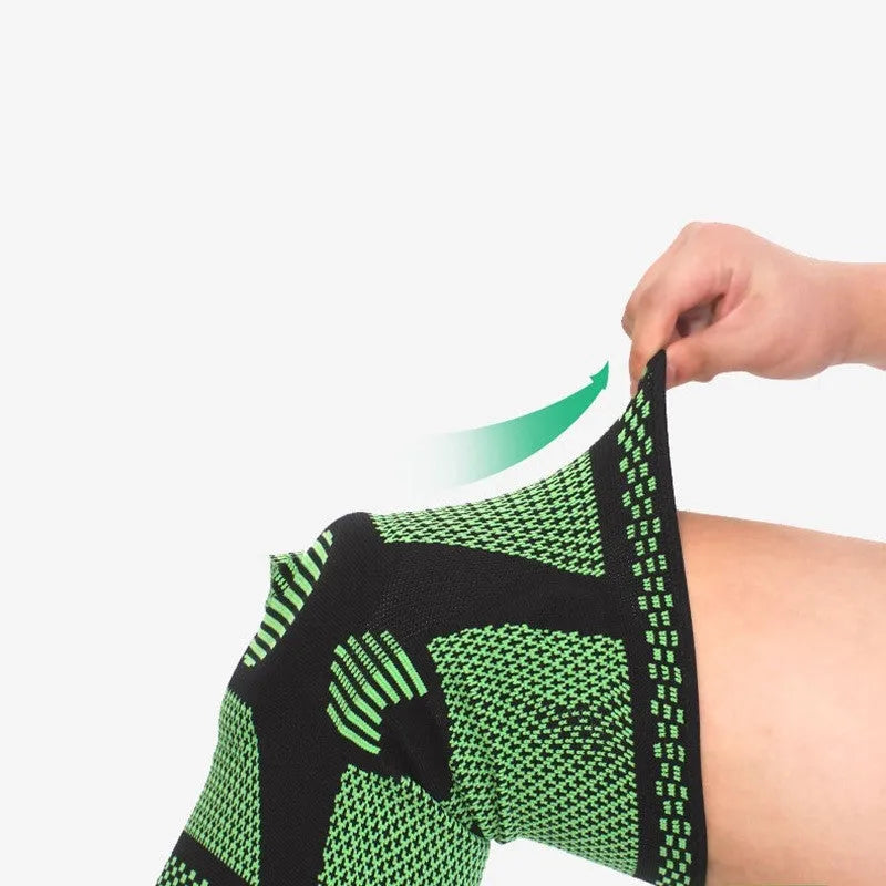 Sports fitness silicone spring knee pads in blue, green, orange, white colours