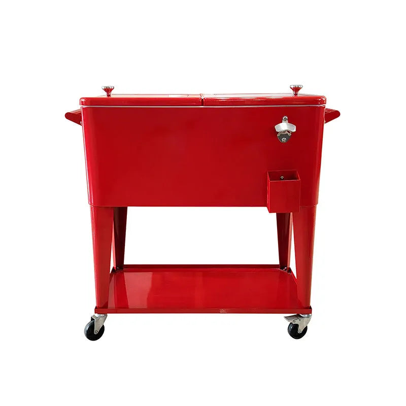 Red outdoor insulated trolley with metal heat preservation cart design and 750ml capacity