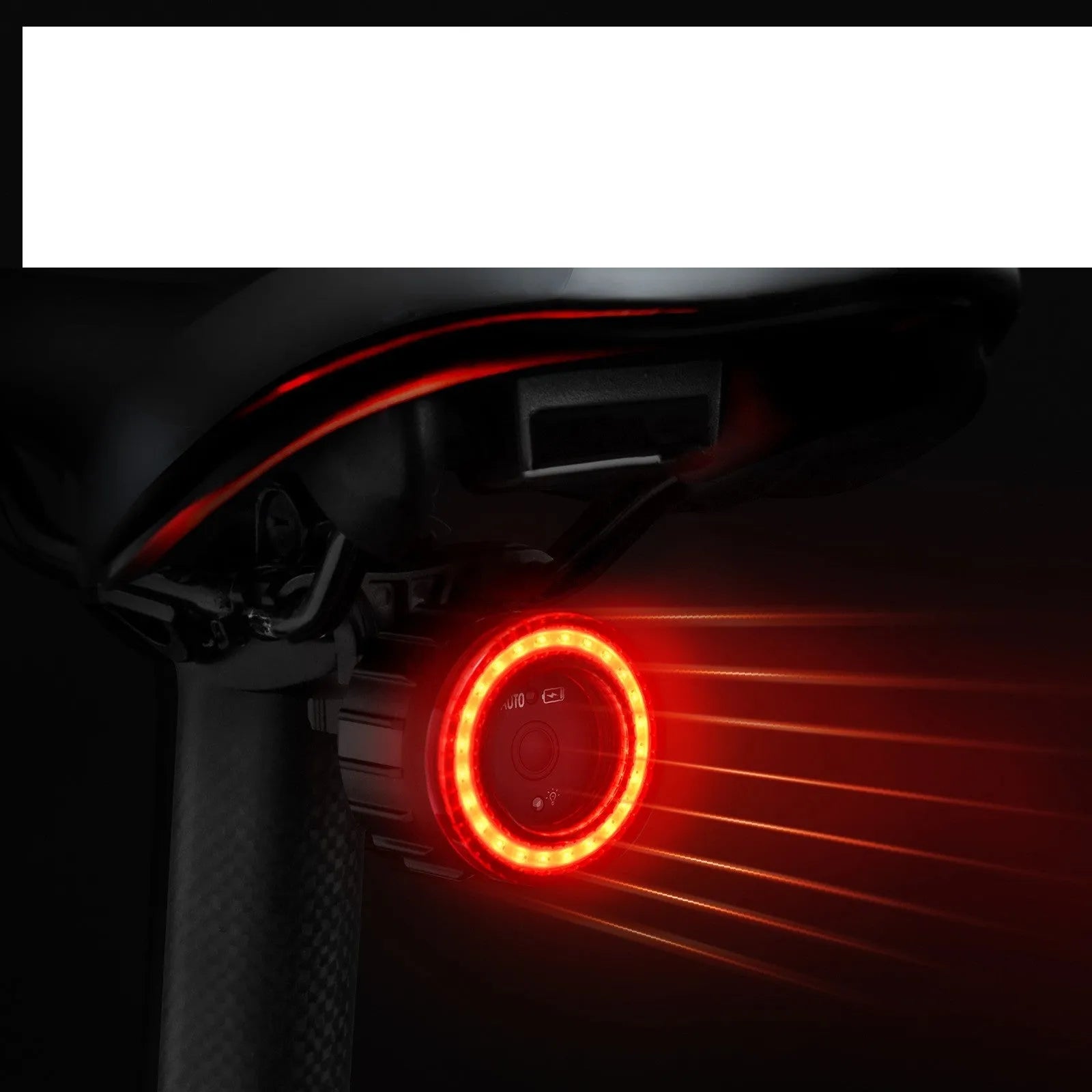 Black intelligent induction brake taillight with aluminium alloy construction and seatpost mounting bracket