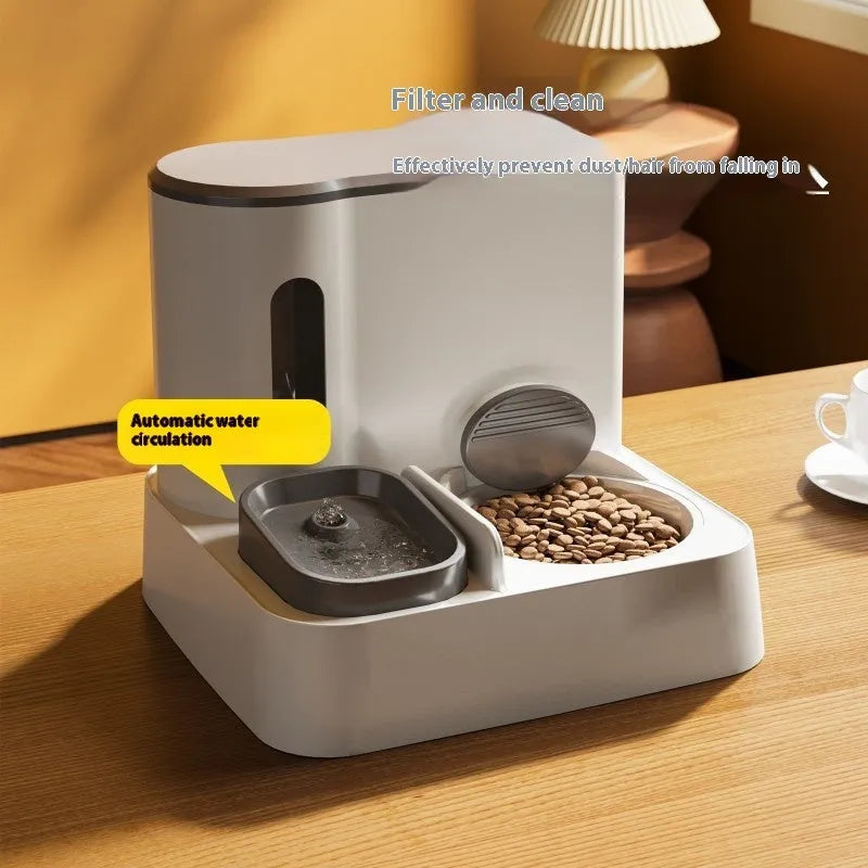 Automatic cat feeder water dispenser with integrated double bowl in choice of colours