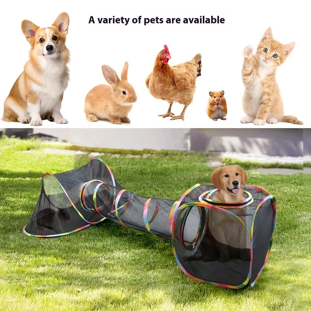 Foldable mesh cat cage with plush toy bed in multiple style configurations