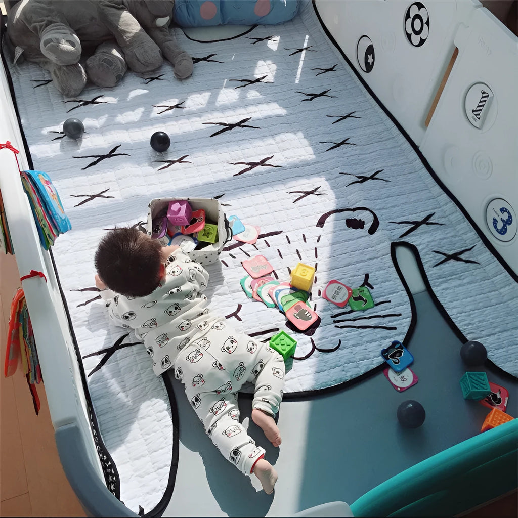 White tiger cotton baby play mat, 130x190cm or 100x140cm, 0.5cm thick, for living room floor play