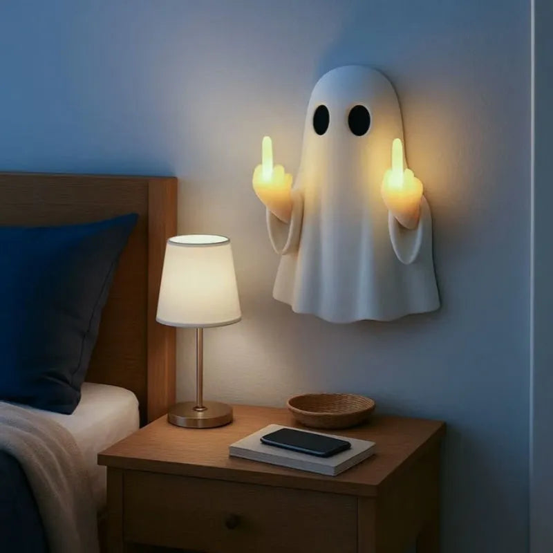 White ghost statue night lamp with modern design for Halloween decoration