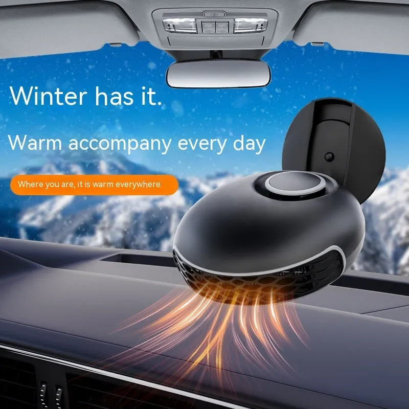 Black car warm air blower heater with 130cm cable for 12V and 24V vehicle defrosting