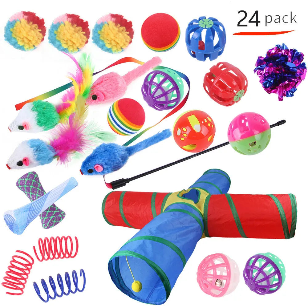 Plastic cat channel toy maze with colourful tracks and accessories for feline play