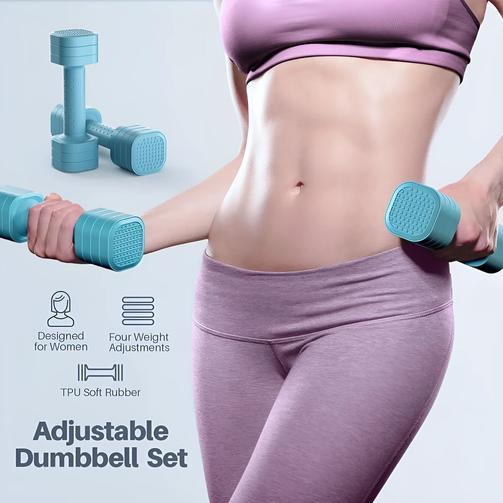 Women's adjustable 5lb dumbbells in four colours with detachable ABS plastic construction