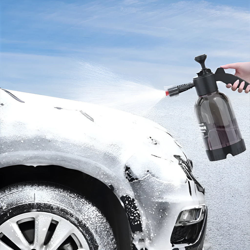 Black 2L hand-held foam sprayer watering can with nozzle, for garden and car cleaning