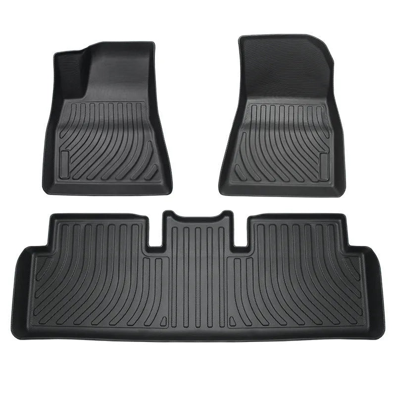 Rubber TPE floor mats designed for Tesla Model 3, Y, X, and S cars