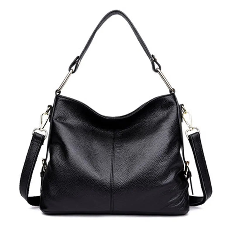 Genuine leather crossbody bag vertical square shape with multiple internal compartments in black colour