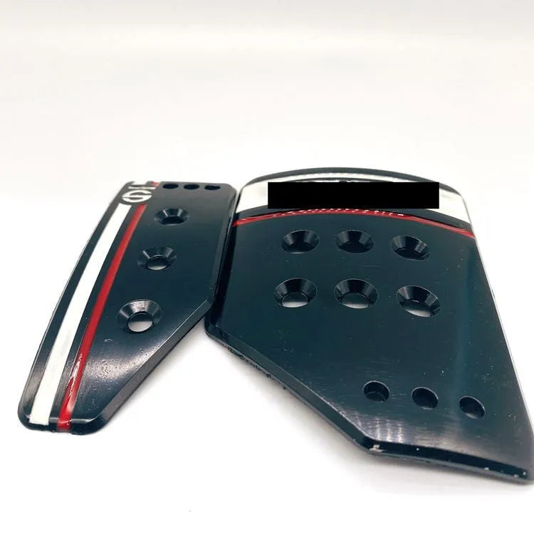 Aluminium alloy manual transmission pedal set showing accelerator, brake, and clutch pedals with screws and nuts