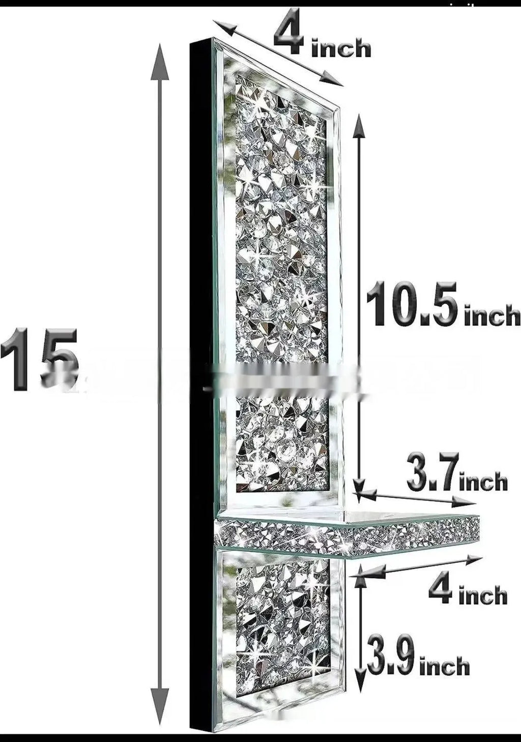 Pair of silver mirror glass wall candle holders in modern design
