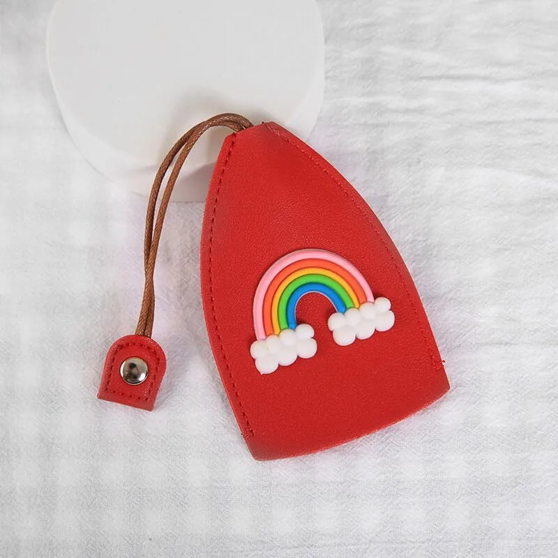 Colourful cartoon pull-out key case made from PU leather showing design options