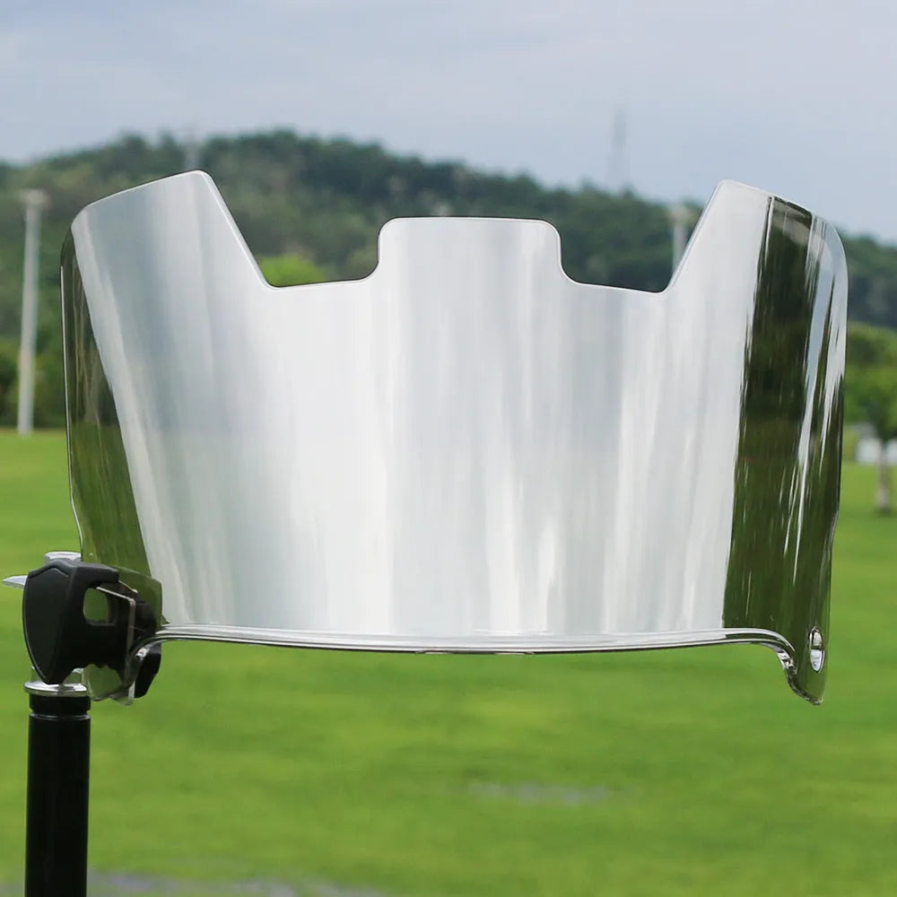 Multicolour American-style rugby helmet goggles shown attached to a helmet for impact protection.