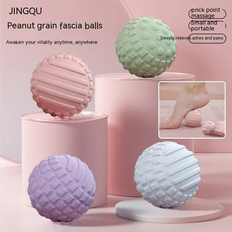 Blue TPR foot massage ball with 6cm diameter on a plain background