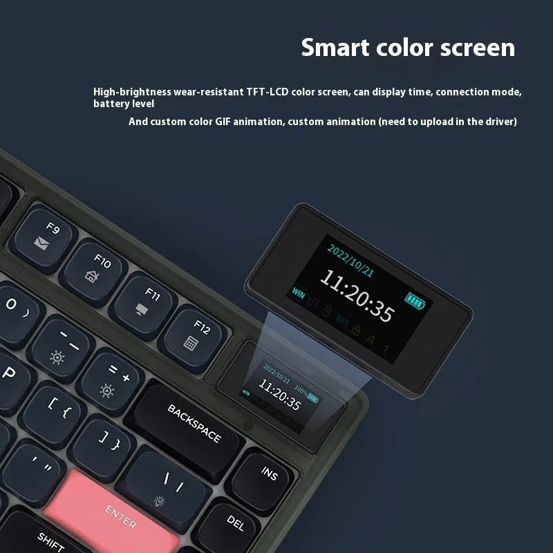 Ajazz AK832PRO three-mode mechanical keyboard in green colour with RGB backlighting
