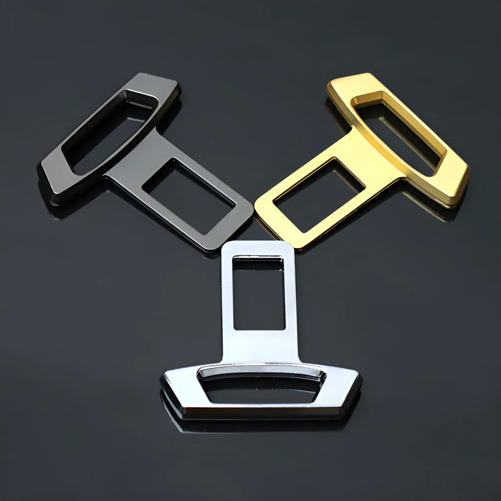 Metal car interior silencer insert shown in gold, matte black, and silver colour options