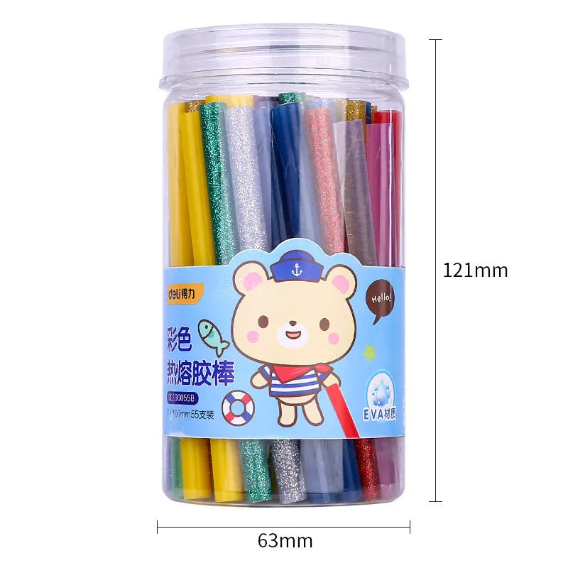 Pack of 55 transparent hot melt glue sticks, 7mm diameter, for glue guns