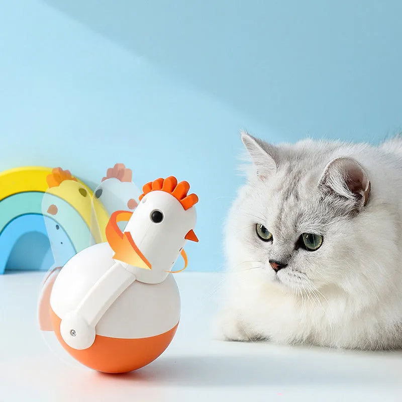 Green and orange electric cat toy chicken glass with laser light and sound functions for interactive pet play