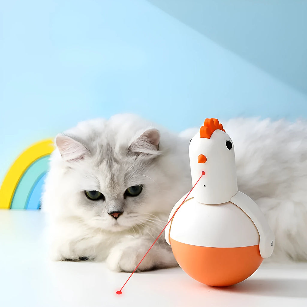 Green and orange electric cat toy chicken glass with laser light and sound functions for interactive pet play