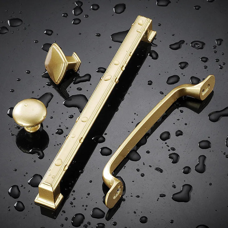 Gold modern T-shape aluminium cabinet handle for single-hole installation