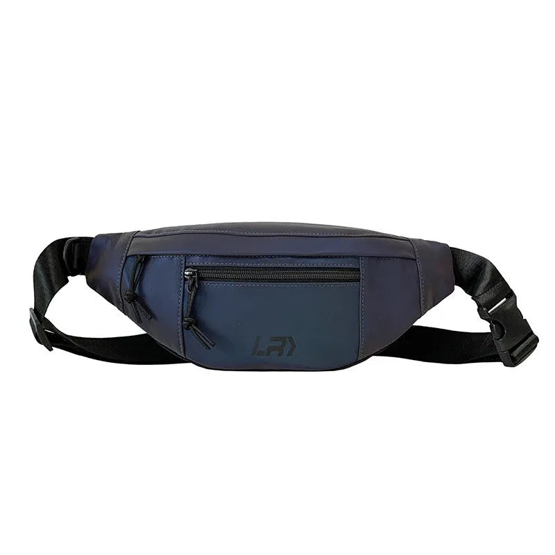 Blue reflective Oxford cloth crossbody chest bag with open pocket and soft handle for cycling