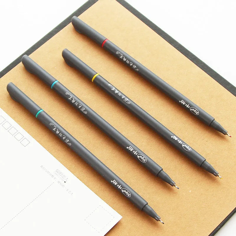 Pack of ten black hook line technical drawing pens with 0.38mm tips.